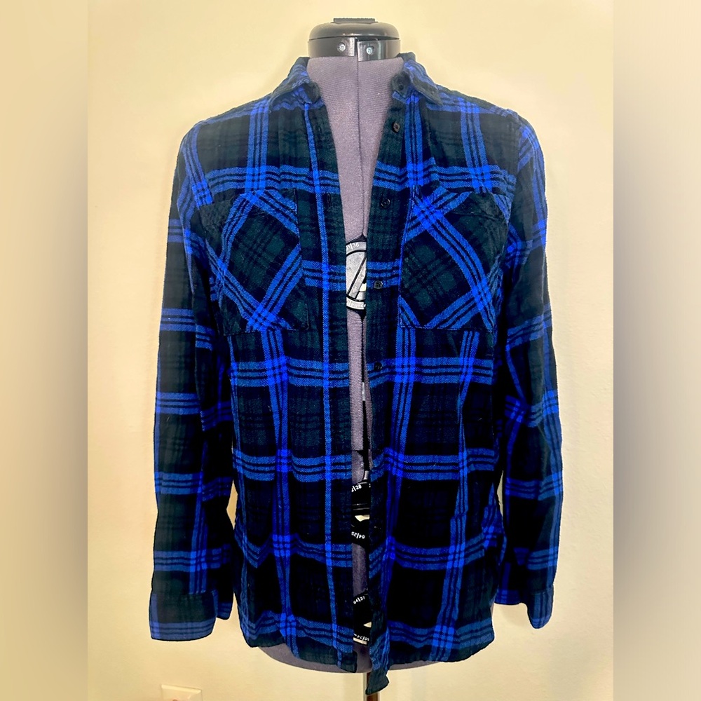 Express Boyfriend Lightweight Flannel Button-Up Shirt Size XS